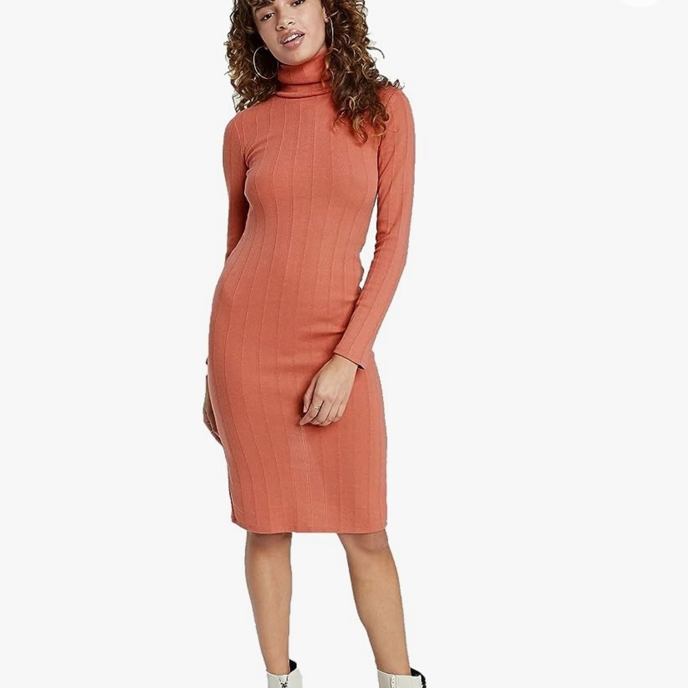 Wild Fable Coral Turtleneck Bodycon Sweater Dress